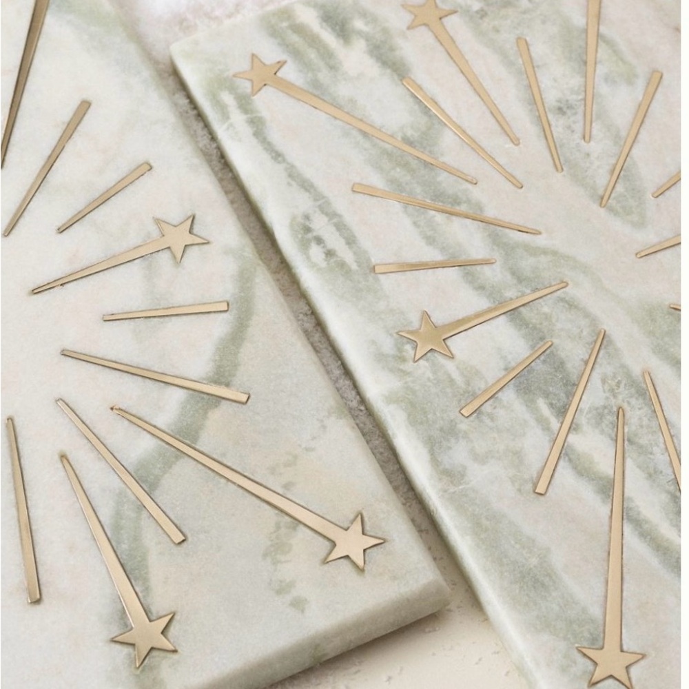 Anthropologie Marble cheese board with Gold Starburst Design